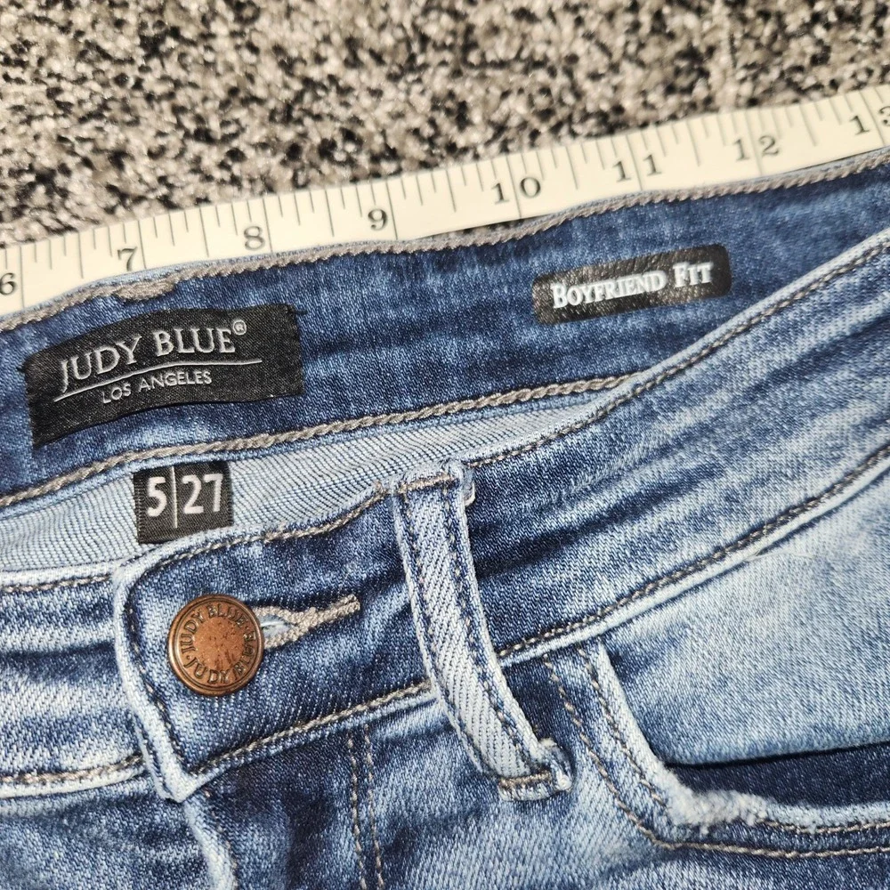 Judy Blue Boyfriend Fit Splatter Paint Ripped Jeans Stretch Women 5/27 Mid Rise - Picture 6 of 12